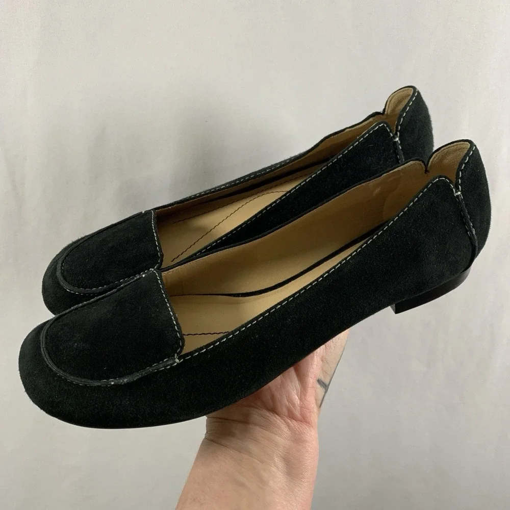 Kate Spade Womens Suede Loafers Smoking Flats Sz 7 Old Money Parisian Minimalist